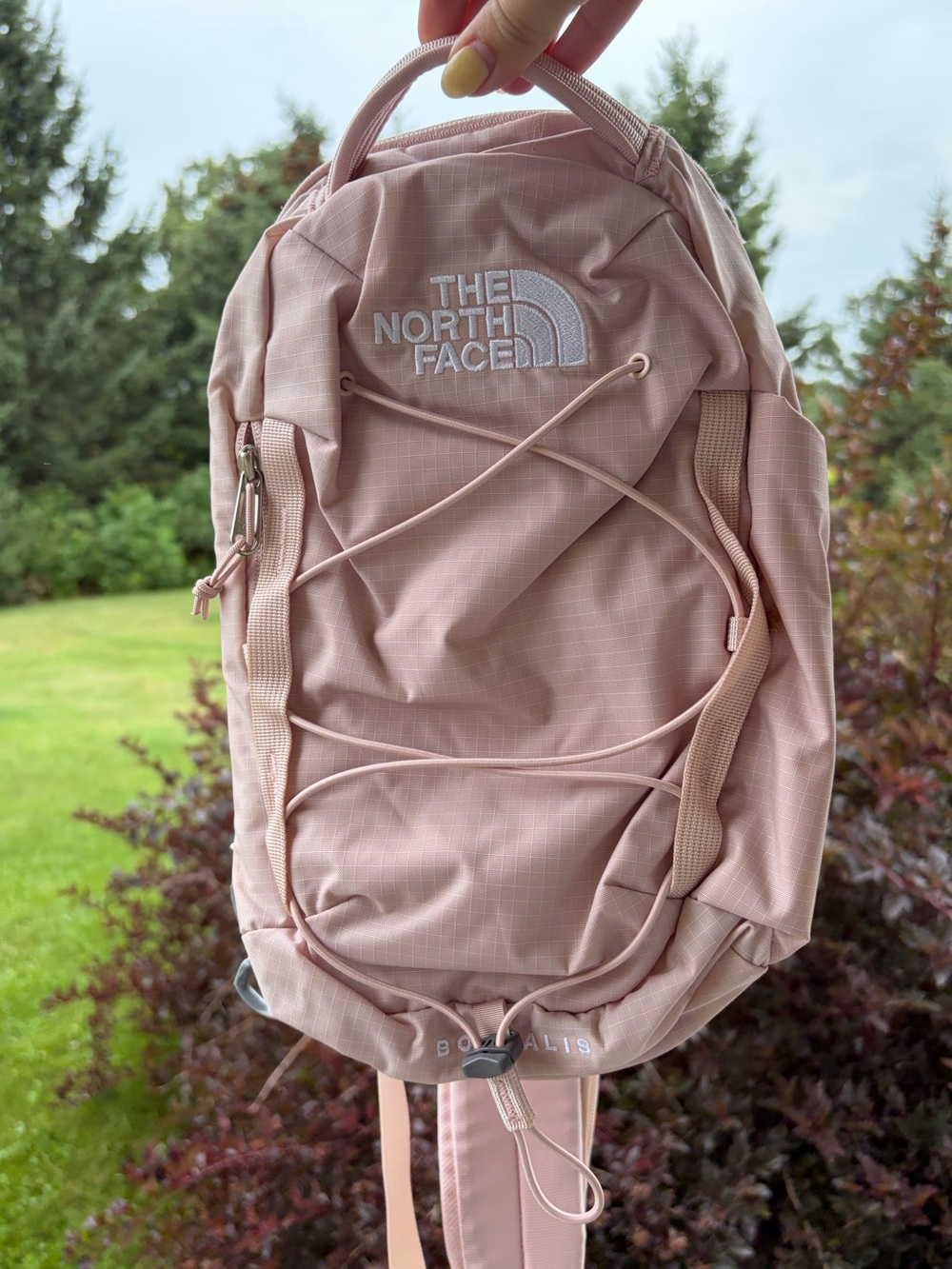 North Face Borealis sling bag light pink backpack purse